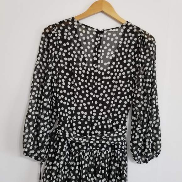 NWT Calvin Klein Black White Polka Dot Maxi Dress Size 2 - Picture 7 of 10